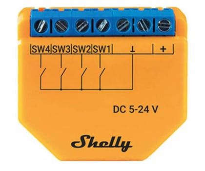 Inteligentny sterownik Shelly Kontroler/aktywator scen PLUS i4 DC WIFI, napięcie 5-24V DC
